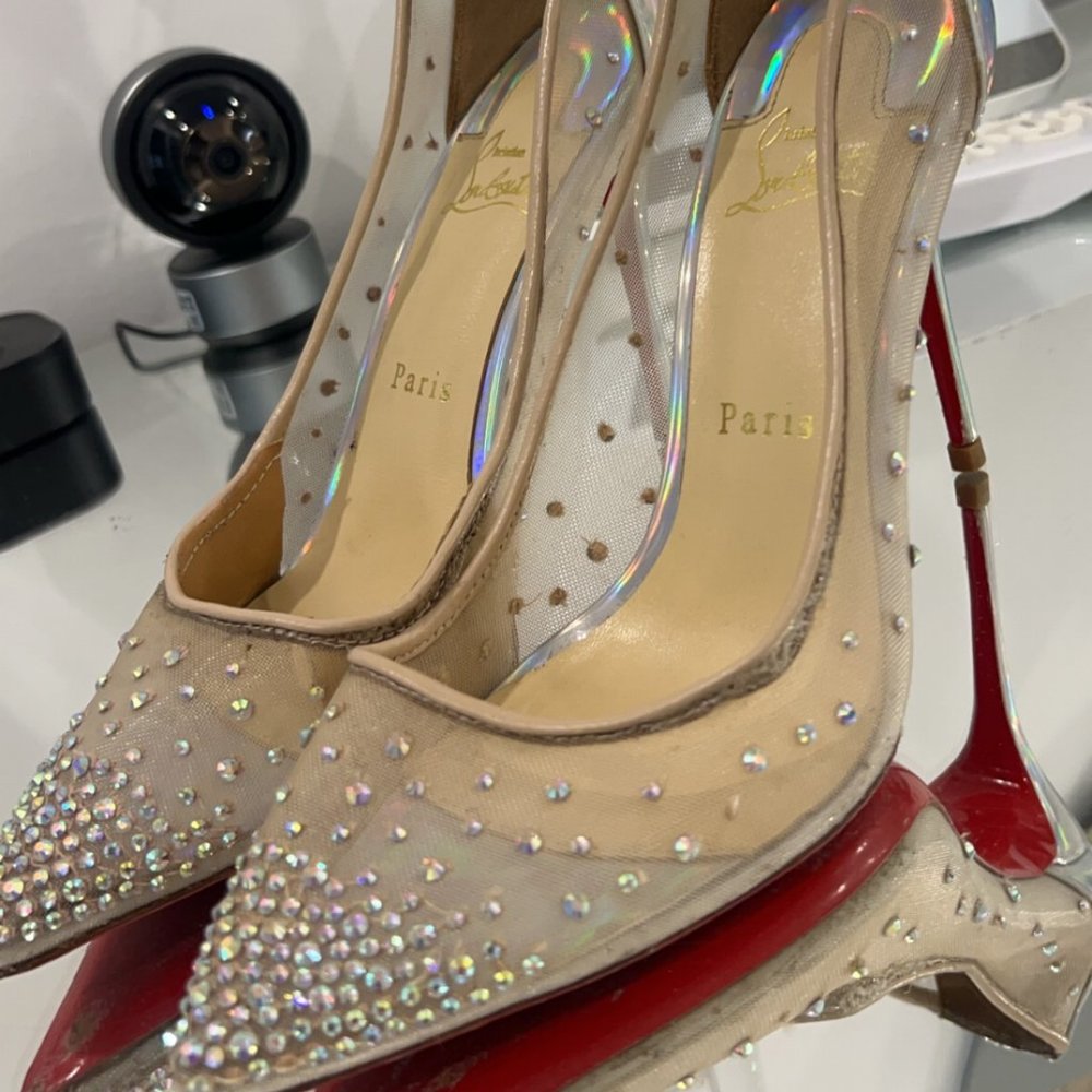 CHRISTIAN LOUBOUTIN FOLLIES STRASS SIZE 38